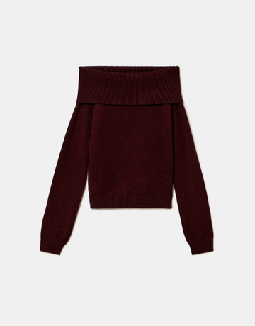 Burgundy Off Shoulder Jumper | TALLY WEiJL