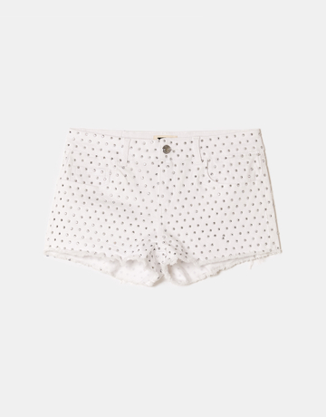 White Mini Shorts with Rhinestones | TALLY WEiJL