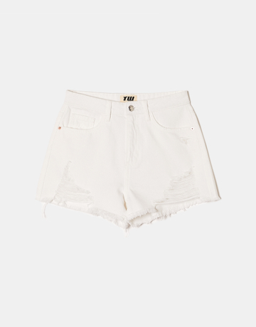 White High Waist Mom Shorts | TALLY WEiJL