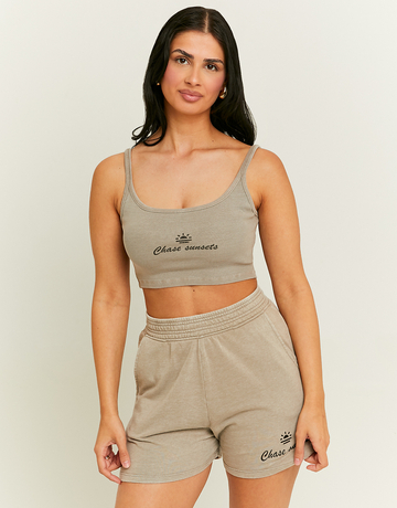 Grey Printed Sweat Shorts | TALLY WEiJL