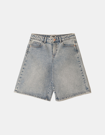 Blue Mid Waist Wide Bermuda Shorts | TALLY WEiJL