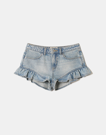 Short en Denim Bleu à Volants | TALLY WEiJL