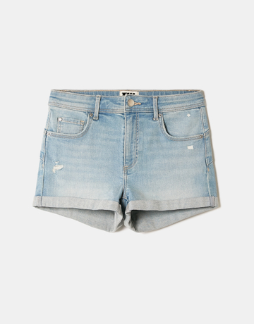 Blue Mid Waist Push-up Shorts | TALLY WEiJL