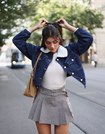 Checkered Skort with Double Belt | TALLY WEiJL