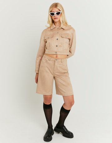 Beige Mid Waist Bermuda Shorts | TALLY WEiJL