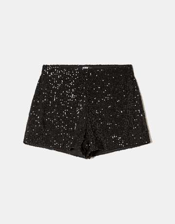 Black High Waist Sequined Shorts | TALLY WEiJL