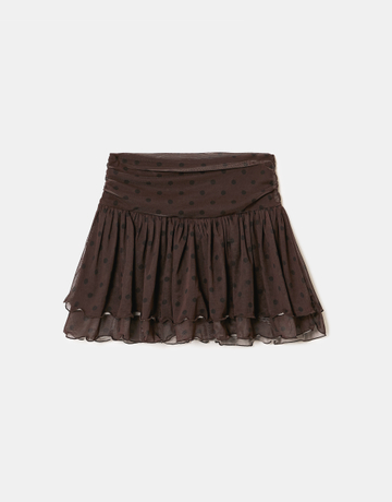Brauner Mini Skort mit Rüschen | TALLY WEiJL
