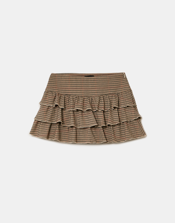 Beige Checked Mini Skort with Ruffles | TALLY WEiJL