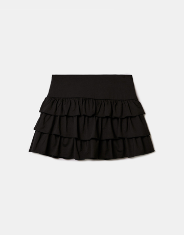 Black Mini Skort With Ruffles | TALLY WEiJL