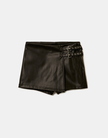Black Wrapped Skort with Buckles | TALLY WEiJL