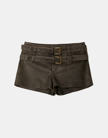 Brown Shorts with Double Belts | TALLY WEiJL