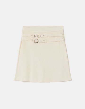 Jupe-Short Blanche avec Double Ceinture | TALLY WEiJL