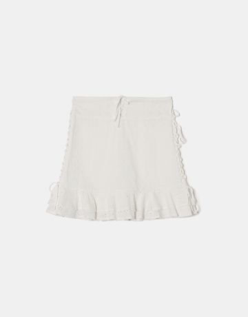 Mini-Jupe en Broderie Anglaise Blanche | TALLY WEiJL