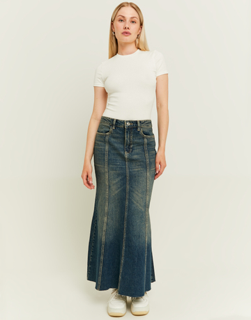Dark Wash Long Denim Skirt | TALLY WEiJL