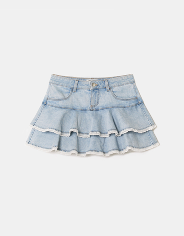 Jeansowa mini spódnica z falbanami | TALLY WEiJL