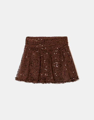 Brown  Sequined Mini Skirt | TALLY WEiJL