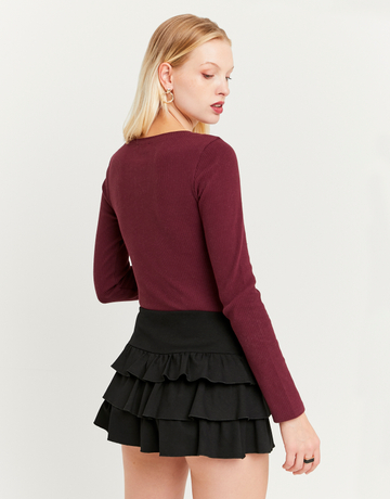 Black Mini Skort With Ruffles | TALLY WEiJL