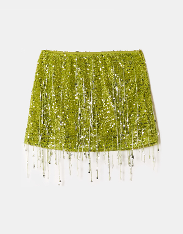 Green Sequined Mini Skirt | TALLY WEiJL
