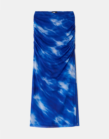 Blue Ruched Long Skirt | TALLY WEiJL