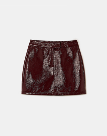 Burgundy High Waist Vinyl Skirt | TALLY WEiJL