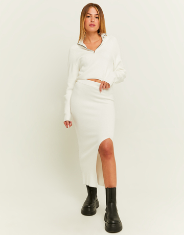 White Fitted Knit Skirt | TALLY WEiJL