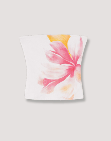 Weißes Bandeau Top mit Blumenprint | TALLY WEiJL