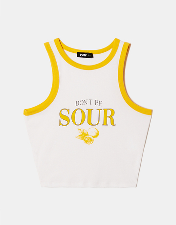 Weisses kurzes Tank Top mit Print | TALLY WEiJL