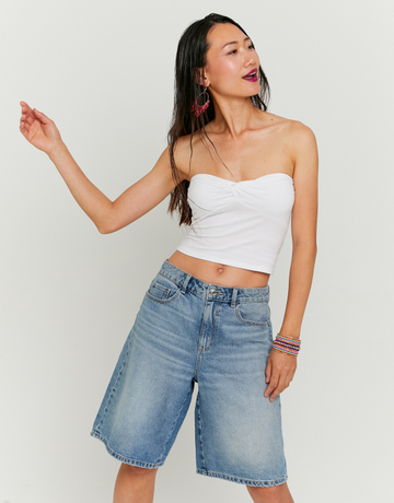 White Cropped Bandeau Top | TALLY WEiJL