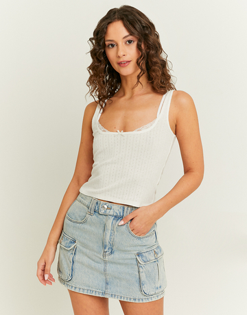 Τοπ Basic Λευκό με δαντέλα | TALLY WEiJL