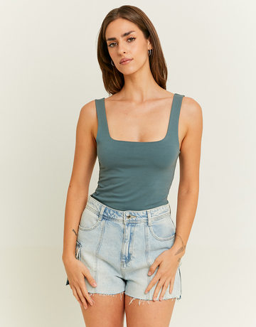Blue Fitted Tank Top | TALLY WEiJL