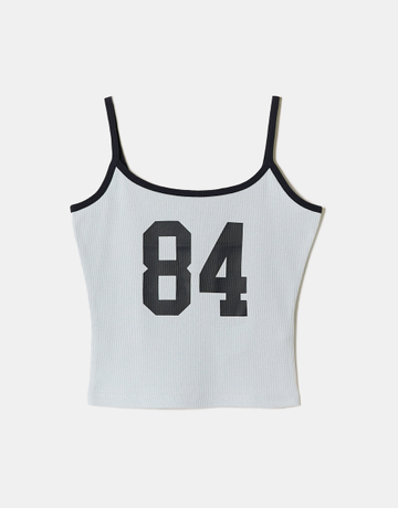 Hellblaues Crop Top Mit Print | TALLY WEiJL