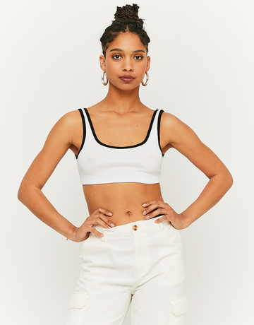 Biały Crop top z okrągłym dekoltem | TALLY WEiJL