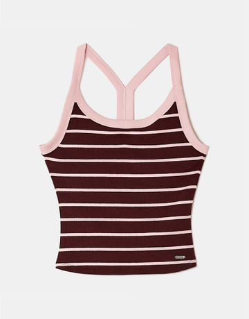Crop Top Bordeaux Rayé | TALLY WEiJL