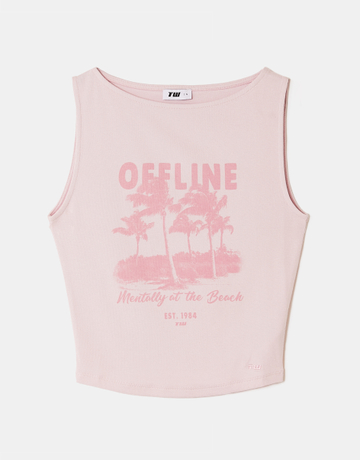 Rosa Baumwolltop mit Print | TALLY WEiJL