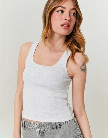 Débardeur Gris Basique en Coton | TALLY WEiJL