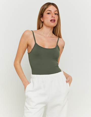 Tiefes Khaki Basic Tank Top | TALLY WEiJL