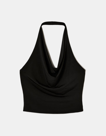 Black Backless Halter Top | TALLY WEiJL