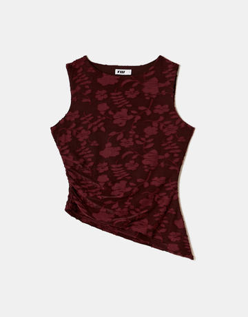 Burgunderfarbenes Blumen-Top | TALLY WEiJL