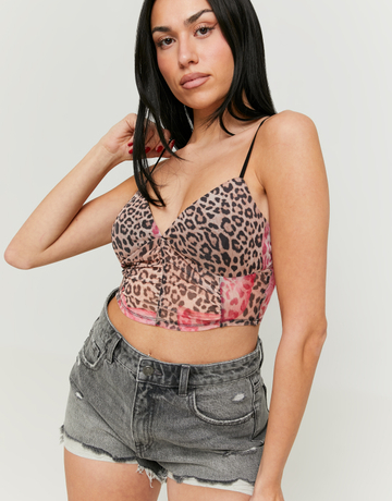 Mesh Crop Top Animal Print | TALLY WEiJL