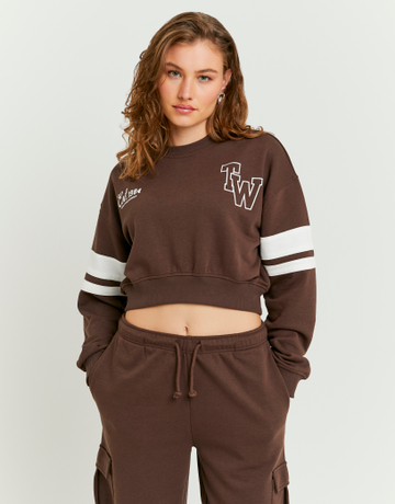 Sweatshirt Court Marron Avec Imprimé | TALLY WEiJL