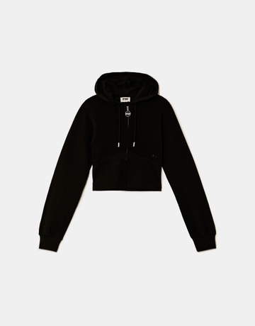 Schwarzer kurzer Zip-Up Hoodie | TALLY WEiJL