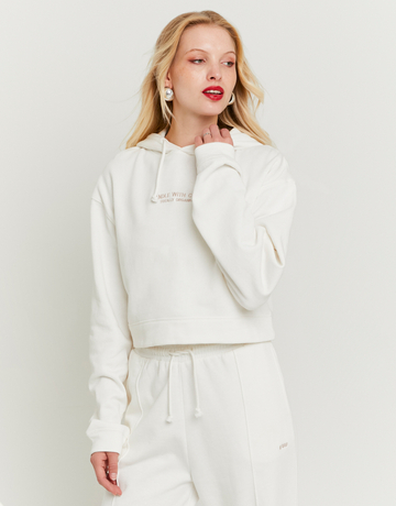 Weisses kurzes Sweatshirt mit Print | TALLY WEiJL
