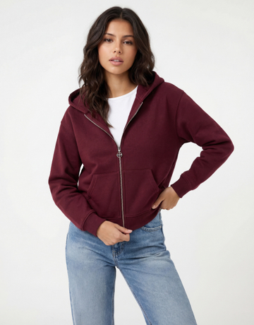 Felpa Borgogna con Zip | TALLY WEiJL
