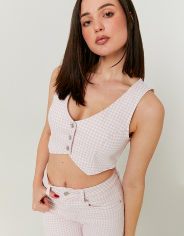 Veste sans Manches Vichy Blanc et Rose | TALLY WEiJL