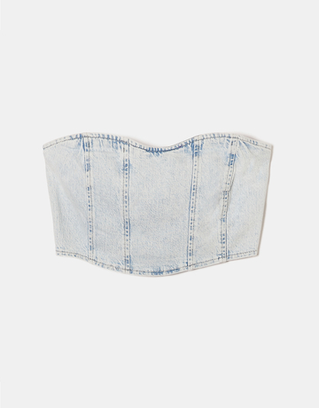 Top Corsetto In Denim Elasticizzato Blu | TALLY WEiJL