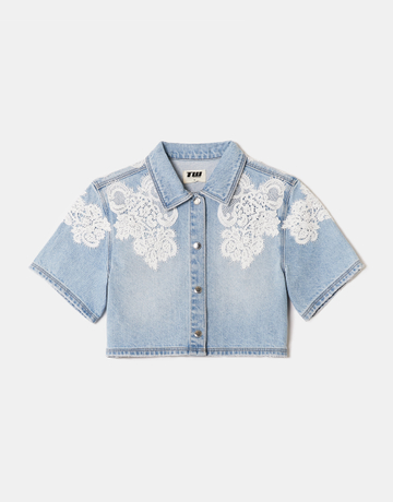 Camicia in Denim Blu con Pizzo | TALLY WEiJL
