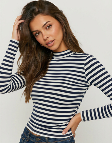 Gestreiftes blaues Basic T-Shirt | TALLY WEiJL