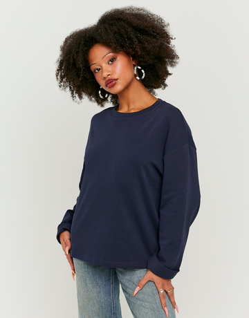 T-shirt Bleu Basique à Manches Longues | TALLY WEiJL