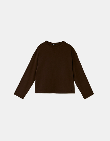 Basic Brown T-Shirt With Long Sleeves | TALLY WEiJL