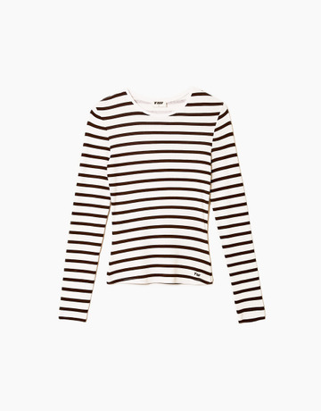 Basic White Striped T-shirt with Long Sleeves | TALLY WEiJL